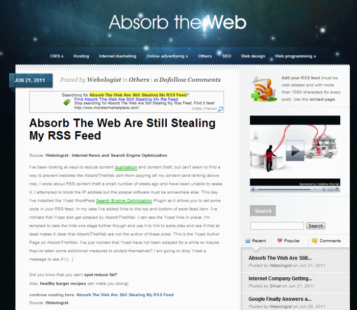 Screenshot of Absorb The Web's copy of this article!